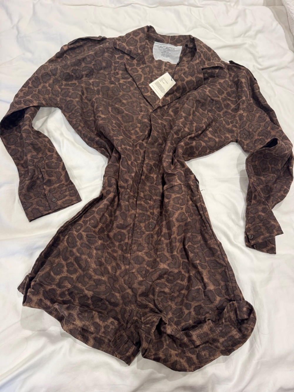 acacia swimwear Brown Leopard Print Coverup Romper